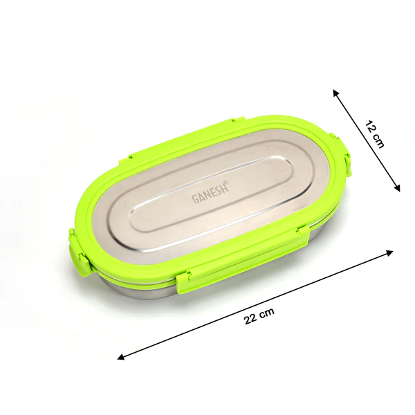 8138 Ganesh Solo Oval 650 Stainless Steel Leak proof airtight Lunch Pack for Office & School Use - Image 7