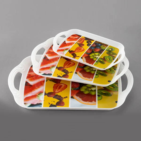 5211 Serving Tray Set 3 pcs Different Size For Kitchen & Office Use - Image 2