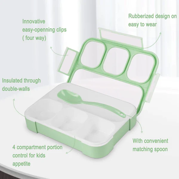 5212 Lunch Box 4 Compartment With Leak Proof Lunch Box For School & Office Use - Image 9