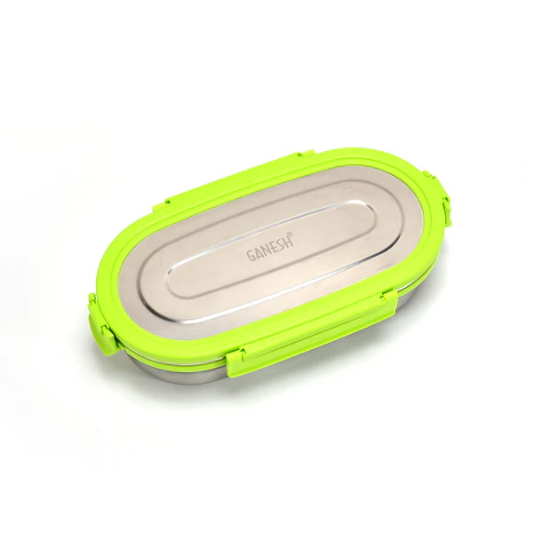 8138 Ganesh Solo Oval 650 Stainless Steel Leak proof airtight Lunch Pack for Office & School Use - Image 8