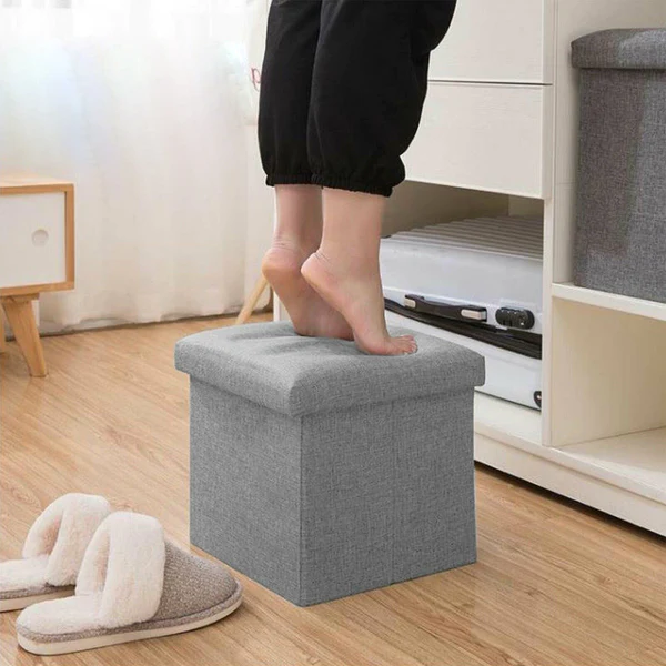 4986 Living Room Cube Shape Sitting Stool with Storage Box. Foldable Storage Bins Multipurpose Clothes, Books, and Toys Organizer with Cushion Seat (multicolor ) - Image 2