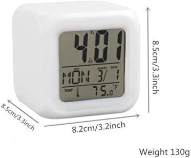 BZ15 7 Colour Changing LED Digital Alarm Clock Table Watch with Date Time Temperature for Office Bedroom Multicolor ,Plastic - Image 8
