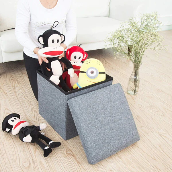 4986 Living Room Cube Shape Sitting Stool with Storage Box. Foldable Storage Bins Multipurpose Clothes, Books, and Toys Organizer with Cushion Seat (multicolor ) - Image 7