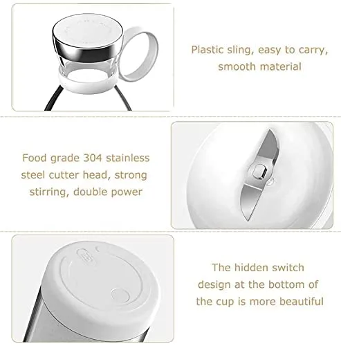 UV16  Portable USB Juicer Electric USB Juice Maker Mixer Bottle Blender Grinder Mixer,6 Blades Rechargeable Bottle, Shake Fruit & Vegetable, Juice Blender, Grinder for Home - Image 3