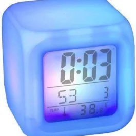 BZ15 7 Colour Changing LED Digital Alarm Clock Table Watch with Date Time Temperature for Office Bedroom Multicolor ,Plastic