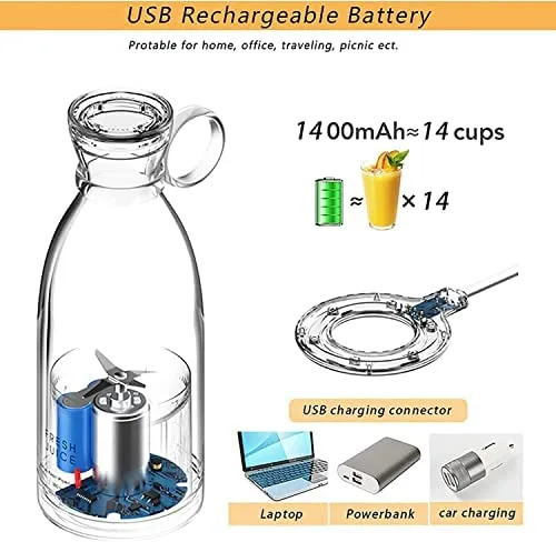 UV16  Portable USB Juicer Electric USB Juice Maker Mixer Bottle Blender Grinder Mixer,6 Blades Rechargeable Bottle, Shake Fruit & Vegetable, Juice Blender, Grinder for Home - Image 2
