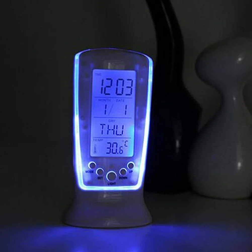 BZ24  Digital Alarm Clock - Snooze Time - Calendar - Table Desk - LCD Display - Back Light - Electronic with Temperature - 12.5 X 6.5 X 5.5 (White,... - Image 8