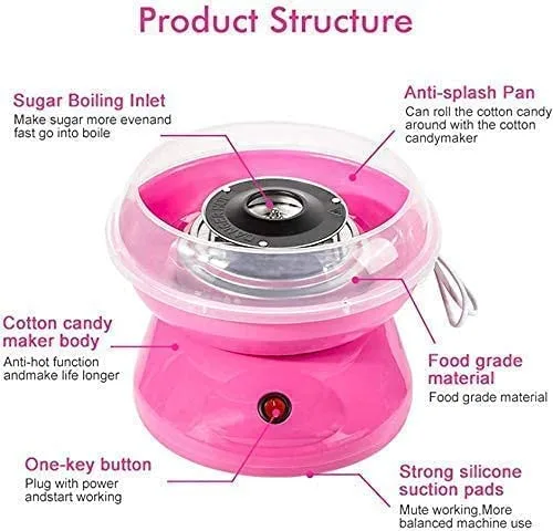 CS11 Cotton Candy Machine, Candy Floss Machine with Detachable Splash Guard + 10 Bamboo Sticks + Sugar Spoon, Electric Smooth Cotton Candy Maker - Image 6