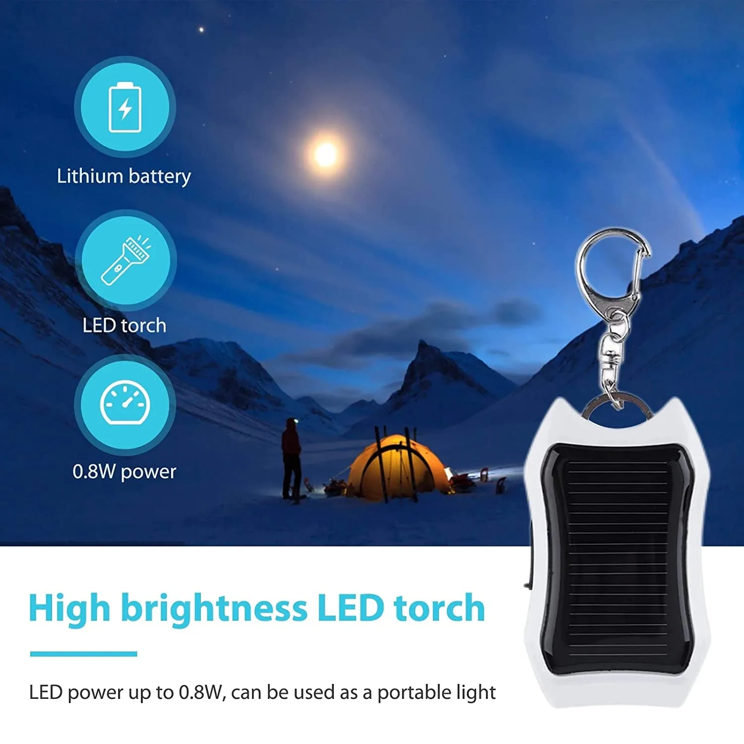 BZ17  Solar Keychain Flashlight Solar Charger Mobile Power Bank Energy Saving Charger/Battery Power Bank for Cellphone 1200 mAH - Image 4