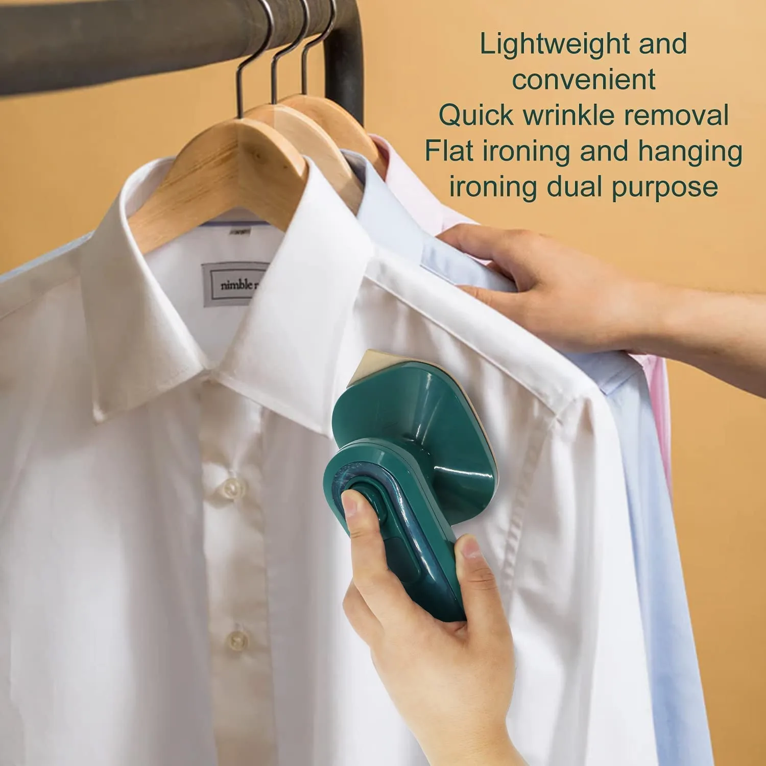 RJ01 Portable Iron Variable Temperature Mini Electrical Steam Iron, Fabric Garment Steam Press Compact & Lightweight Hanging Ironing Wrinkles Removing Lightweight Steamer(Color May Vary) - Image 8