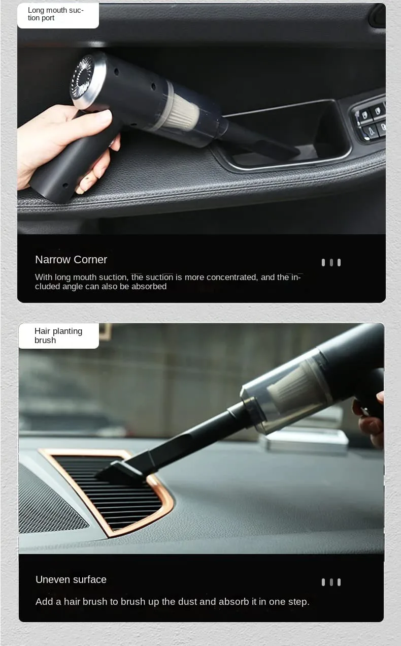 UV35 Portable High Power Car Vacuum Cleaner | USB Rechargeable Wireless Handheld Car Vacuum Cleaner and Smooth Design | Built in LED Light, Portable,Wet and Dry - Image 3