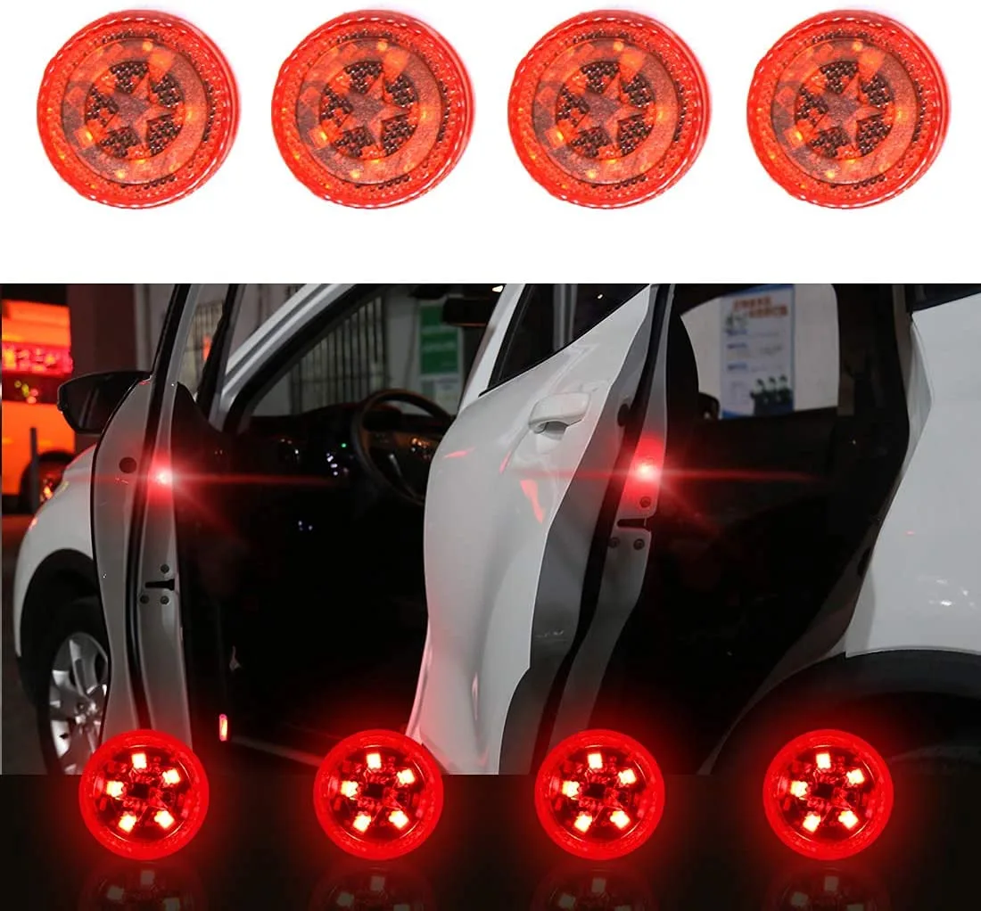BZ21 Waterproof 5 LED Wireless Car Door Warning Open Lights Indicator Decor Interior Flash Magnetic car led Lights for Anti Rear-End(RED) Free Batteries - Image 2