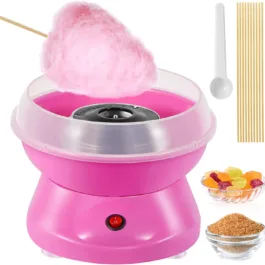 CS11 Cotton Candy Machine, Candy Floss Machine with Detachable Splash Guard + 10 Bamboo Sticks + Sugar Spoon, Electric Smooth Cotton Candy Maker