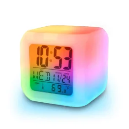 BZ15 7 Colour Changing LED Digital Alarm Clock Table Watch with Date Time Temperature for Office Bedroom Multicolor ,Plastic