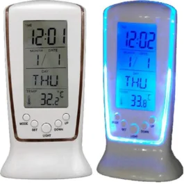 BZ24  Digital Alarm Clock – Snooze Time – Calendar – Table Desk – LCD Display – Back Light – Electronic with Temperature – 12.5 X 6.5 X 5.5 (White,…
