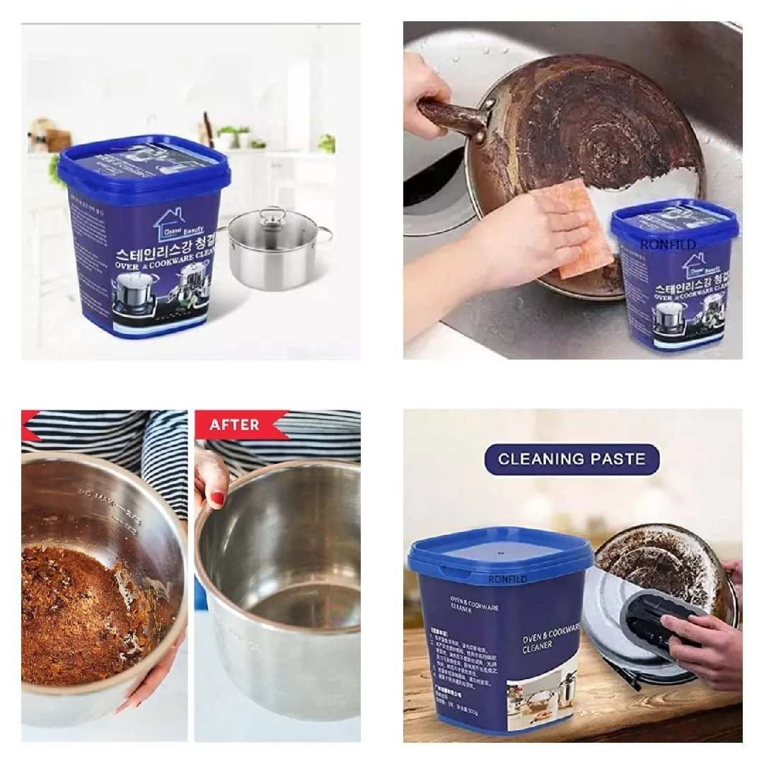 BZ13 Cream Boom Wash Stainless Steel Oven Cookware Cleaner for Removing Tough Stains Rust or Scale, Utensil cleaner for Burnt Marks Cleaner Paste for Pots... - Image 3