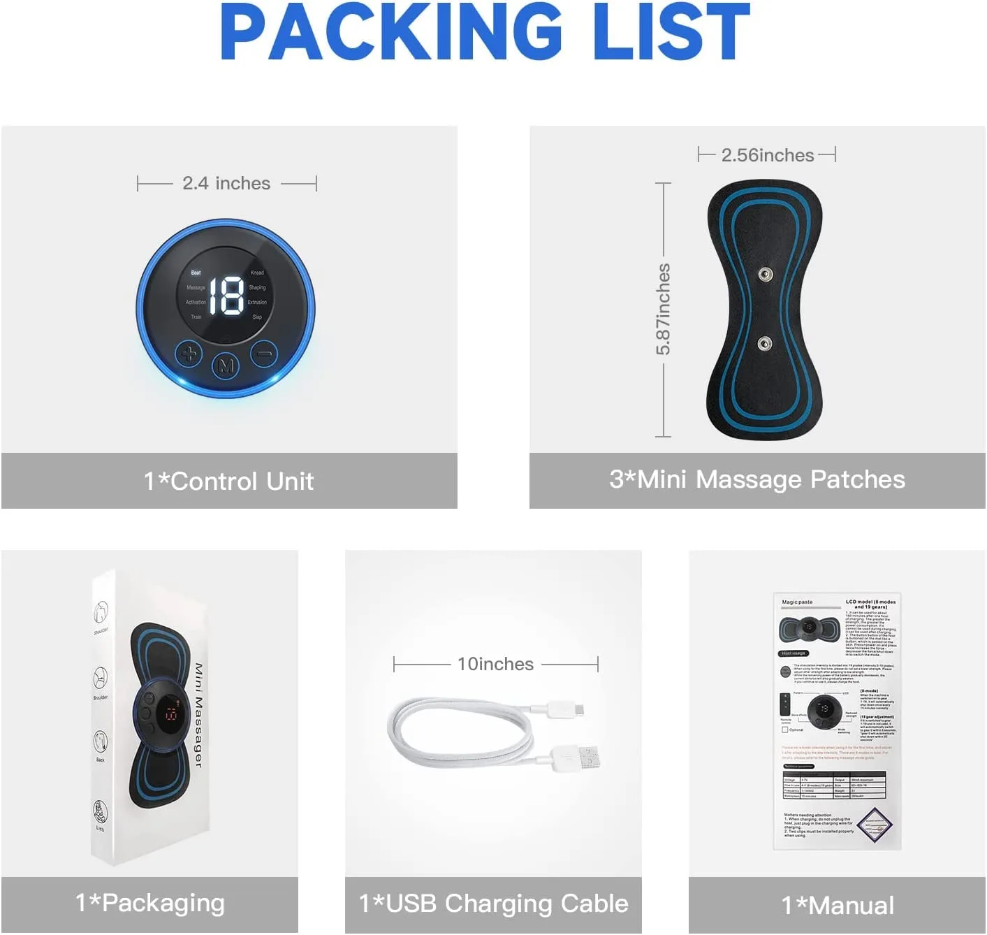 BZ16 Body Massager,Wireless Portable Neck Massager with 8 Modes and 19 Strength Levels Rechargeable Pain Relief EMS Massage Machine for Shoulder,Arms,Legs,Back Pain for Men and Women - Image 7