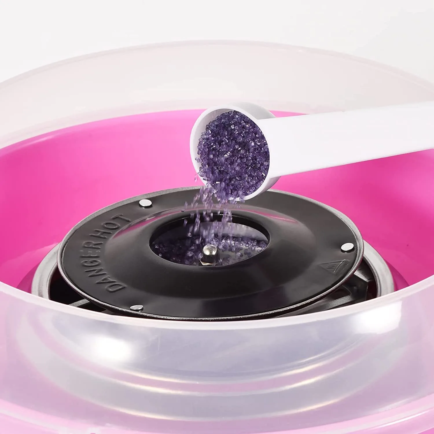 CS11 Cotton Candy Machine, Candy Floss Machine with Detachable Splash Guard + 10 Bamboo Sticks + Sugar Spoon, Electric Smooth Cotton Candy Maker - Image 4
