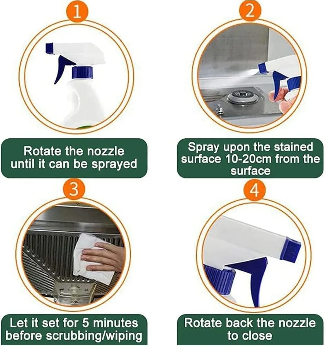 BZ11  Kitchen Cleaner Spray Oil & Grease Stain Remover Stove & Chimney Cleaner Spray Non-Flammable Nontoxic Magic Degreaser for Kitchen Gas Stove Grill Fan Cleaning (500ml) - Image 7