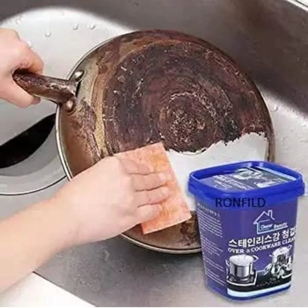BZ13 Cream Boom Wash Stainless Steel Oven Cookware Cleaner for Removing Tough Stains Rust or Scale, Utensil cleaner for Burnt Marks Cleaner Paste for Pots...