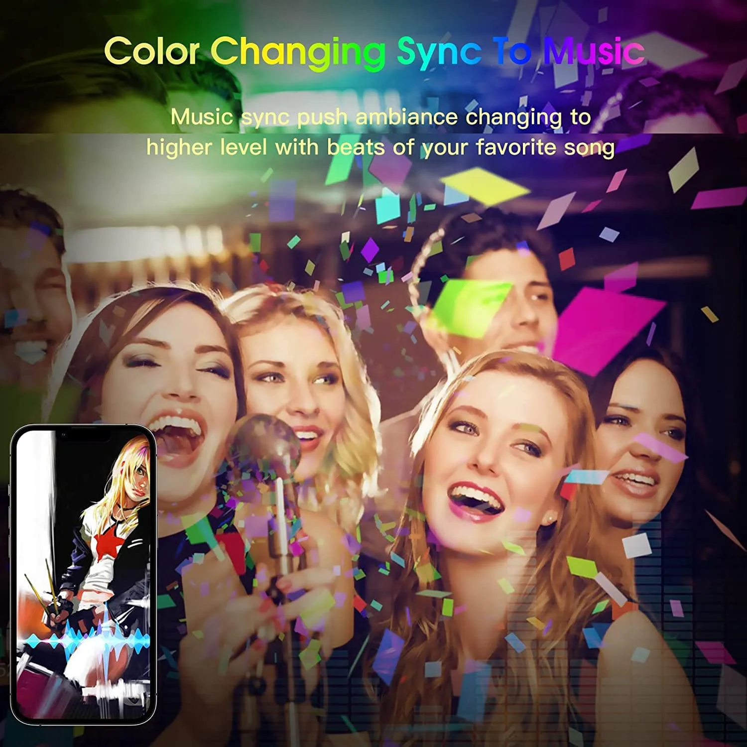 BZ07 GB Sound Control Light,Wireless Voice-Activated Pickup Music Rhythm Lights, Colorful LED Ambient Light,with 8 Modes Music Sync 32-Bit Audio Spectrum Light for Car,Gaming (1), Plastic - Image 3