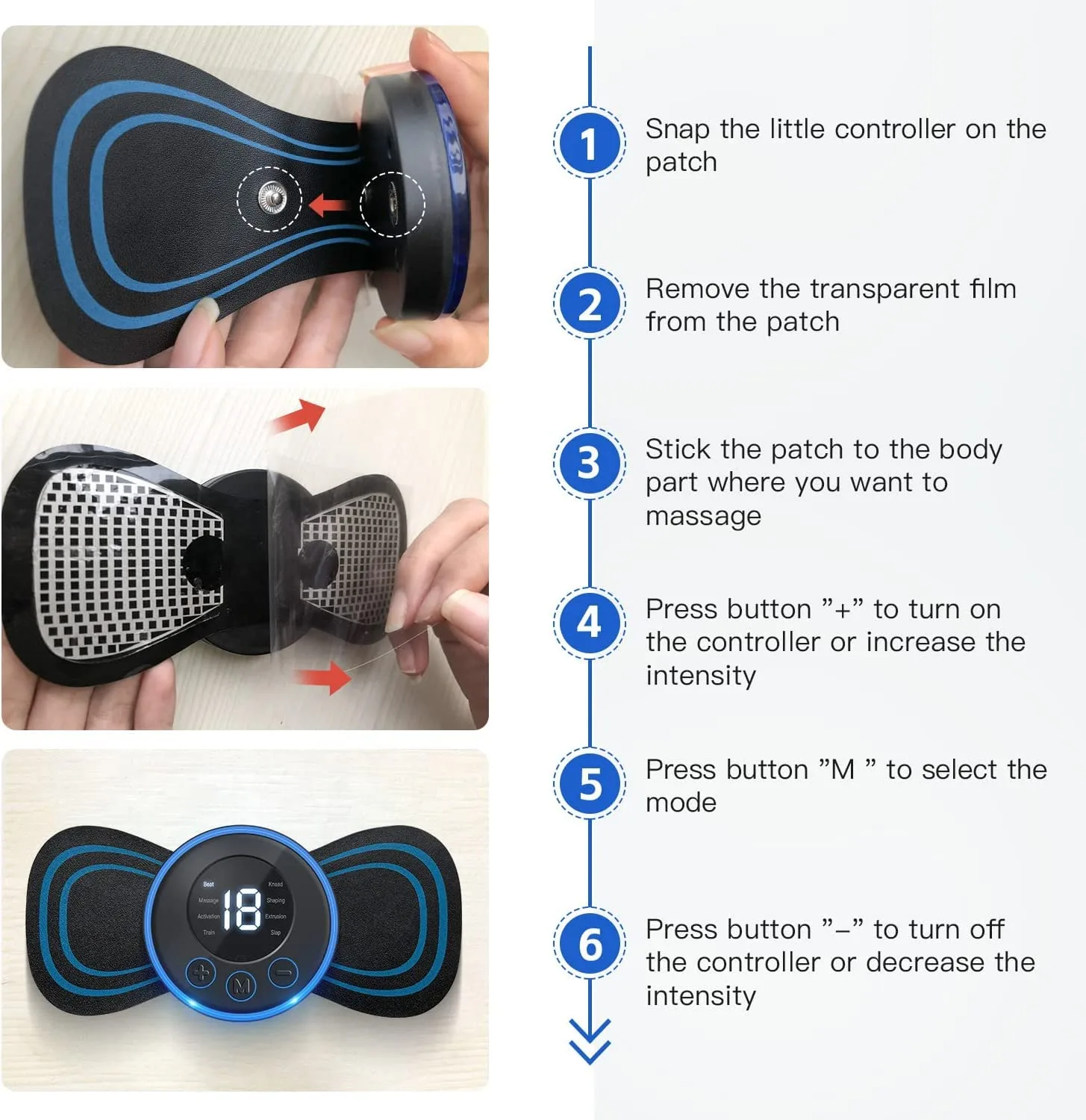 BZ16 Body Massager,Wireless Portable Neck Massager with 8 Modes and 19 Strength Levels Rechargeable Pain Relief EMS Massage Machine for Shoulder,Arms,Legs,Back Pain for Men and Women - Image 6