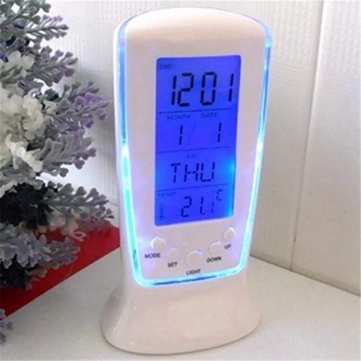 BZ24  Digital Alarm Clock - Snooze Time - Calendar - Table Desk - LCD Display - Back Light - Electronic with Temperature - 12.5 X 6.5 X 5.5 (White,... - Image 4