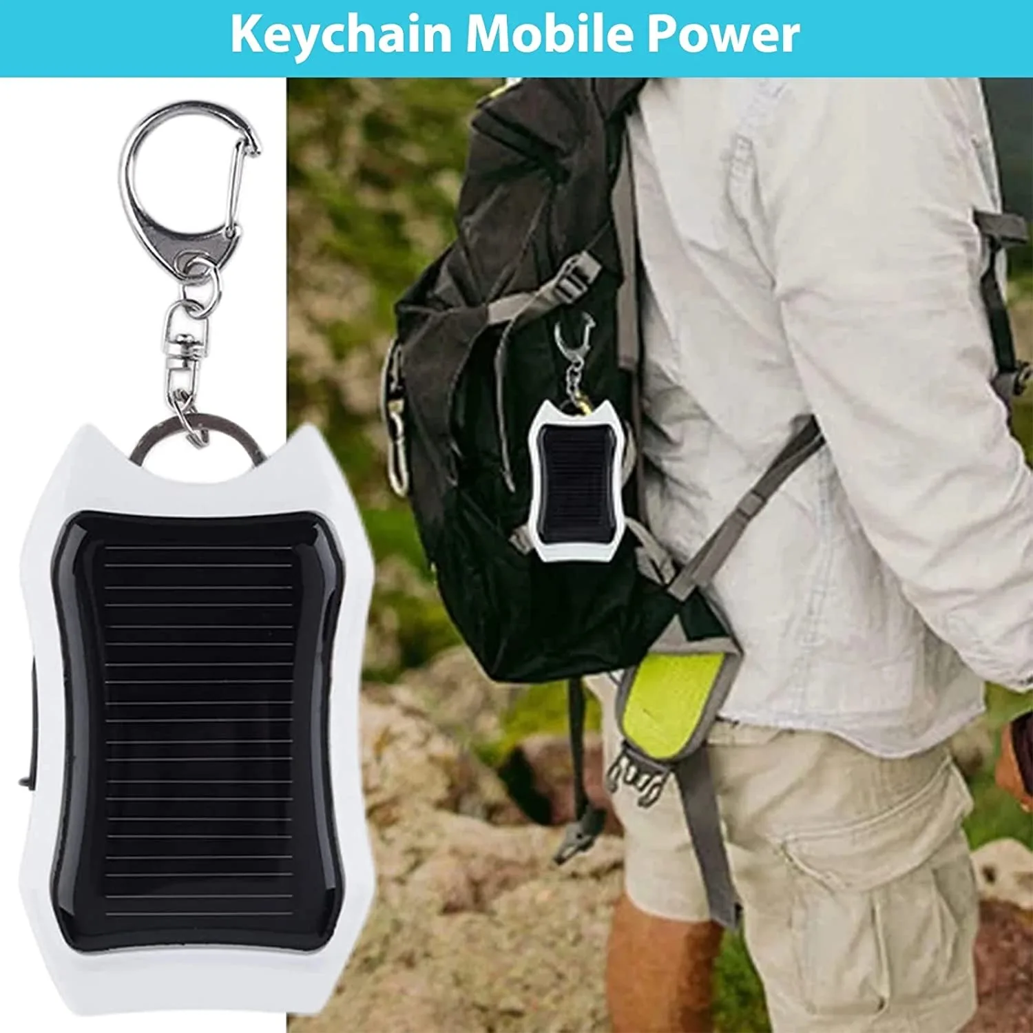 BZ17  Solar Keychain Flashlight Solar Charger Mobile Power Bank Energy Saving Charger/Battery Power Bank for Cellphone 1200 mAH - Image 3
