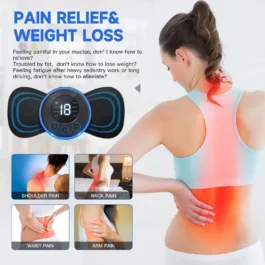 BZ16 Body Massager,Wireless Portable Neck Massager with 8 Modes and 19 Strength Levels Rechargeable Pain Relief EMS Massage Machine for Shoulder,Arms,Legs,Back Pain for Men and Women