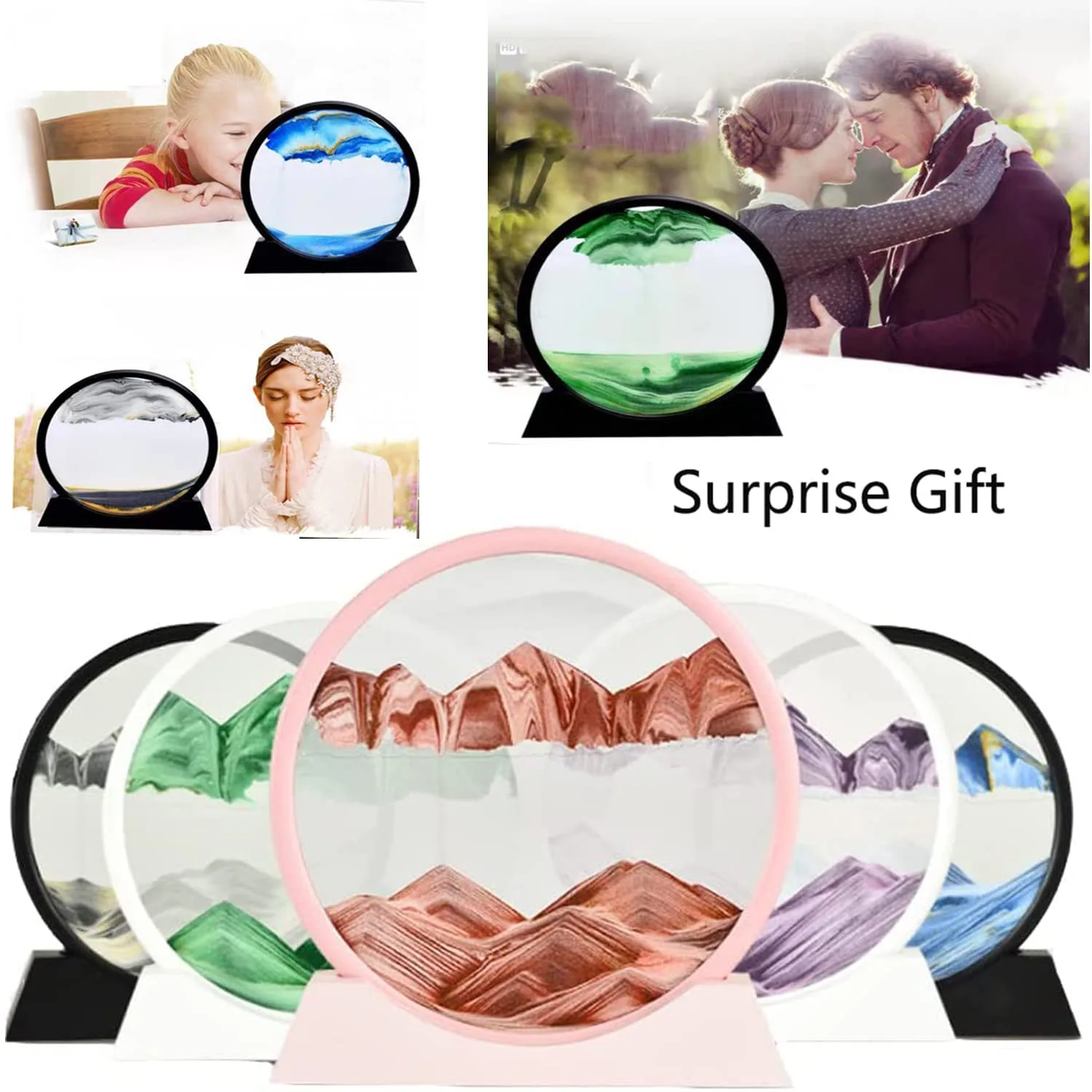 BZ05  Sand Painting, Moving Sand Art Picture Round Glass 3D Deep Sea Sandscape in Motion Display Sand Frame, Children's Large Desktop Art Toys... - Image 7