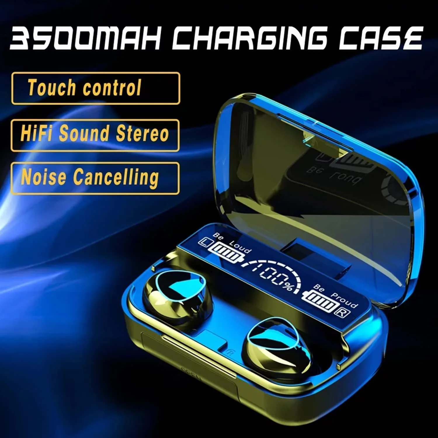 CS59 M10 TWS Wireless Earphone Touch Bluetooth Earplugs in The Ear Stereo Sport Headsets Noise Reduction Headphones with Digital Display Black - Image 4