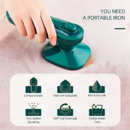 RJ01 Portable Iron Variable Temperature Mini Electrical Steam Iron, Fabric Garment Steam Press Compact & Lightweight Hanging Ironing Wrinkles Removing Lightweight Steamer(Color May Vary)