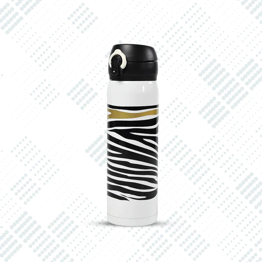 6797 ZEBRA PATTERN WATER BOTTLE HIGH QUALITY VACUUM BOTTLE DETACHABLE FOR DRIVING FOR READING FOR DAILY LIFE FOR CYCLING FOR GYM - Image 2