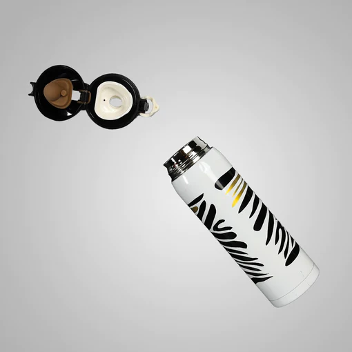 6797 ZEBRA PATTERN WATER BOTTLE HIGH QUALITY VACUUM BOTTLE DETACHABLE FOR DRIVING FOR READING FOR DAILY LIFE FOR CYCLING FOR GYM - Image 3