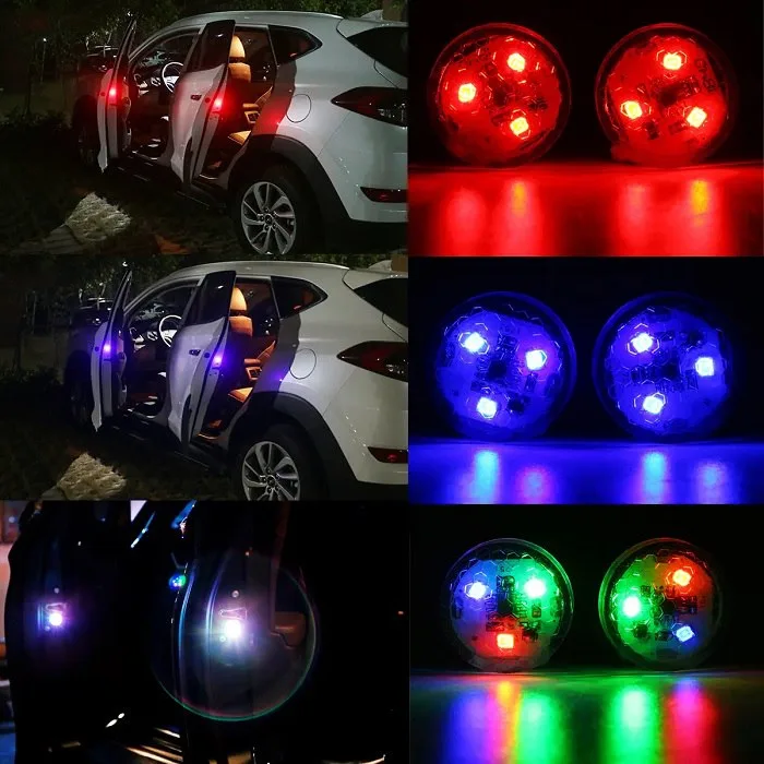 BZ21 Waterproof 5 LED Wireless Car Door Warning Open Lights Indicator Decor Interior Flash Magnetic car led Lights for Anti Rear-End(RED) Free Batteries - Image 8