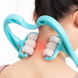 TI01 Neck Massager, Trigger Point Roller Massager for Pain Relief deep Tissue Handheld Shoulder Massager Tool with 6 Balls Massage