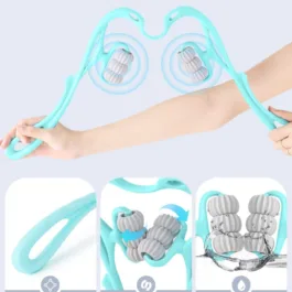 TI01 Neck Massager, Trigger Point Roller Massager for Pain Relief deep Tissue Handheld Shoulder Massager Tool with 6 Balls Massage