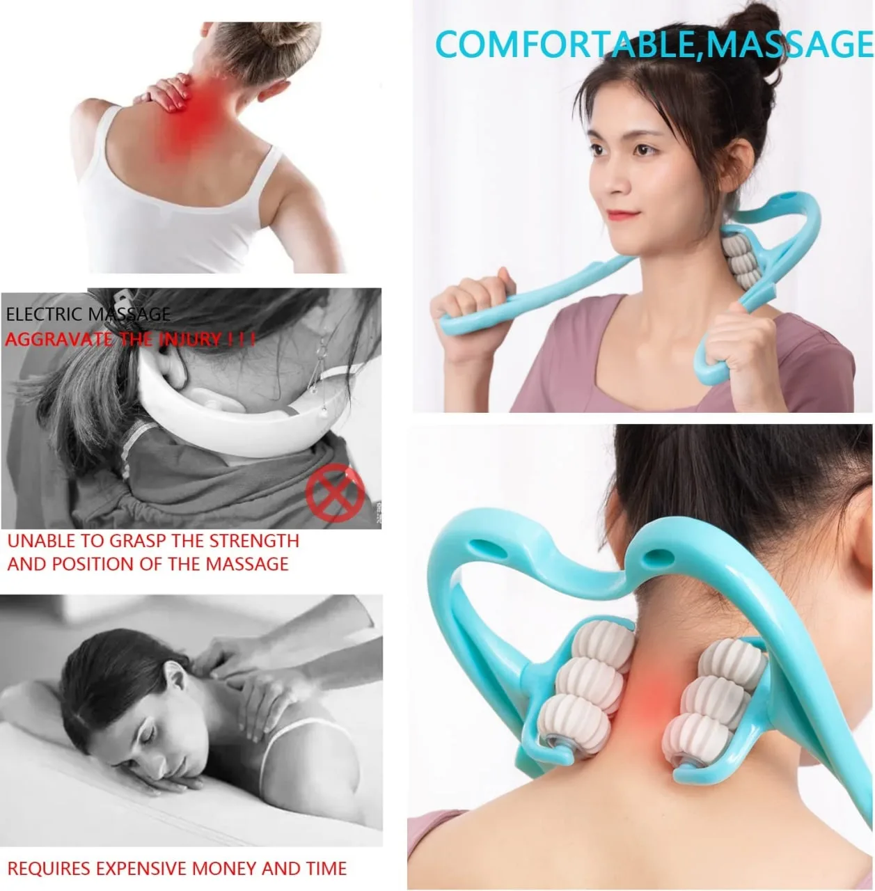 TI01 Neck Massager, Trigger Point Roller Massager for Pain Relief deep Tissue Handheld Shoulder Massager Tool with 6 Balls Massage - Image 5