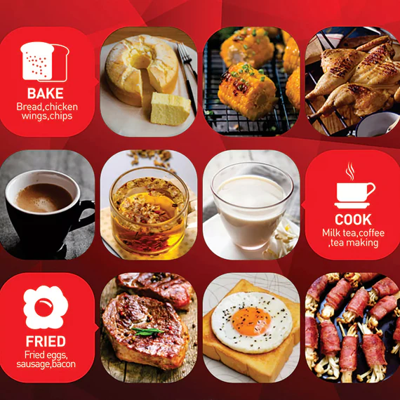 CS01 3 IN 1 BREAKFAST MAKER PORTABLE TOASTER OVEN, GRILL PAN & COFFEE MAKER FULL BREAKFAST READY AT ONE GO - Image 5
