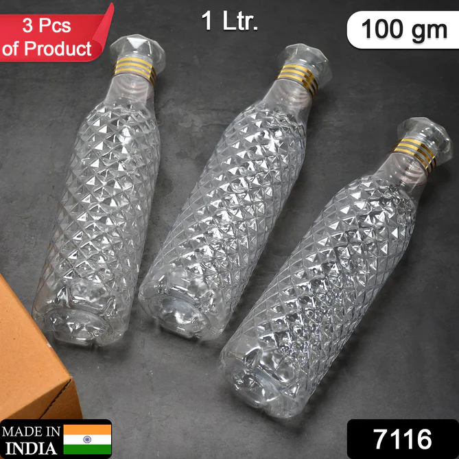 7116 WATER BOTTLE WITH DIAMOND CUT USED BY KIDS, CHILDREN'S ( 3 PCS )