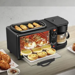 CS01 3 IN 1 BREAKFAST MAKER PORTABLE TOASTER OVEN, GRILL PAN & COFFEE MAKER FULL BREAKFAST READY AT ONE GO