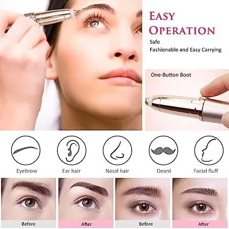 RJ04 Flawless Eyebrow Trimmer for women. Pianless,Touch sensitive,18K Gold Platted Battery operated Eyebrow Hair Remover For women. Battery not included. - Image 6