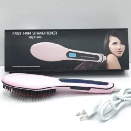 BZ25 HQT-906 Fast Hair Straightener Brush with Temperature Control (Multicolour)