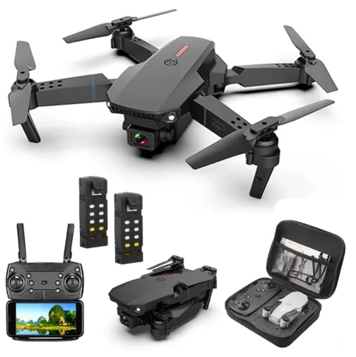 CW04 4K WiFi Dual Camera Drone for Adults & Kids with Batteries and Carrying Case - Remote Control Foldable Quadcopter Flying Toy