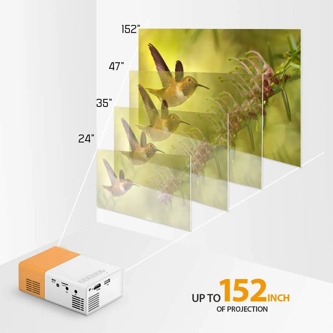 AE01 UC 500 Projector, 400LM Portable Mini Home Theater LED Projector with Remote Controller, Support HDMI, AV, SD, USB Interfaces (Yellow) 3500 lm LED Corded Projector PJ09 - Image 4