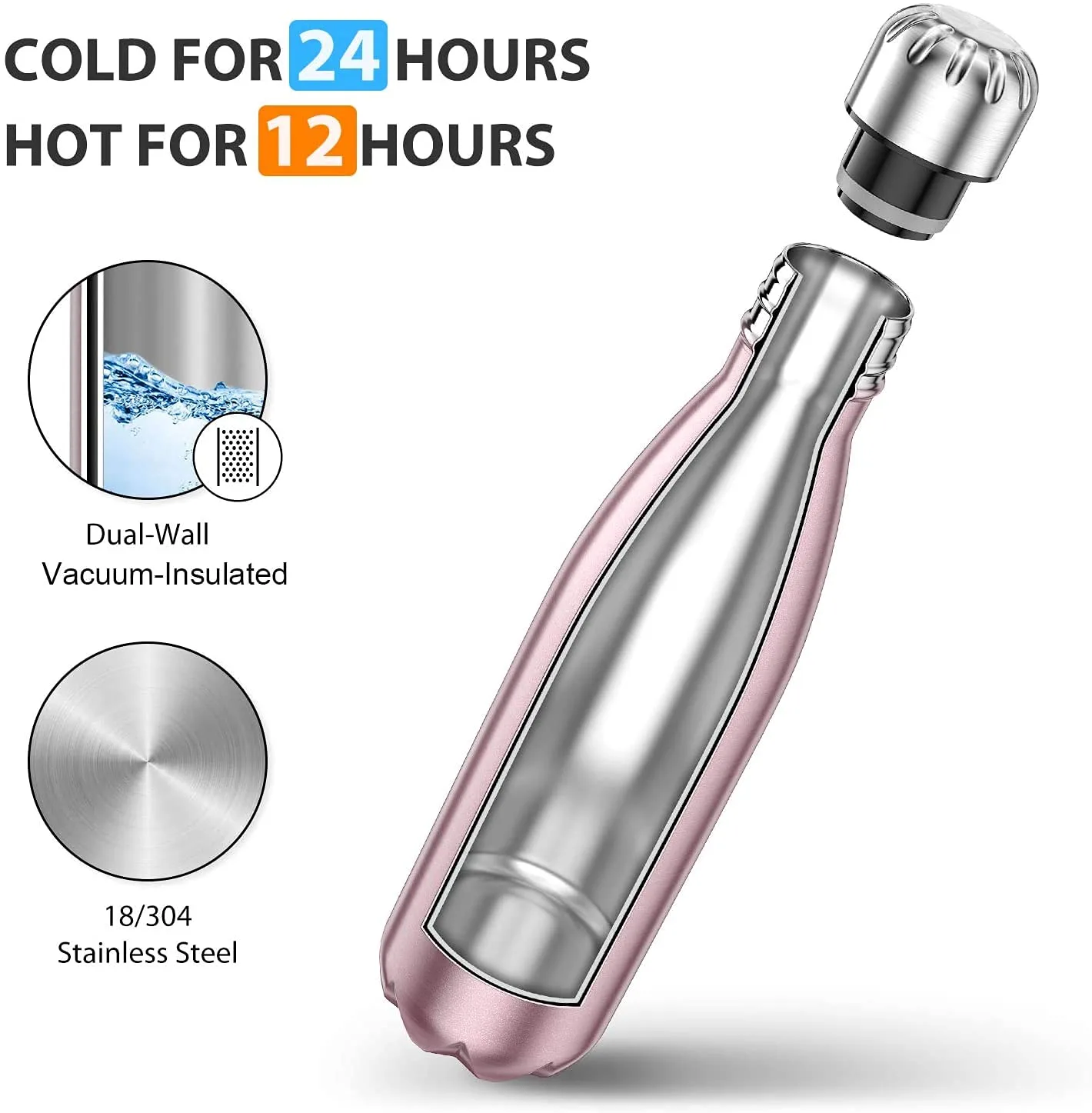 UV31  500ml Stainless Steel Insulated Water Bottle | Thermosteel | Double Walled Vacuum Flask | 24 Hours Hot Cold | Bpa Free Food Grade | Leak Proof | 304 Grade Steel (500 ML, Silver) - Image 5