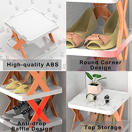 9078 4 LAYER SHOES STAND, SHOE TOWER RACK SUIT FOR SMALL SPACES, CLOSET, SMALL ENTRYWAY, EASY ASSEMBLY AND STABLE IN STRUCTURE, CORNER STORAGE CABINET FOR SAVING SPACE - Image 3