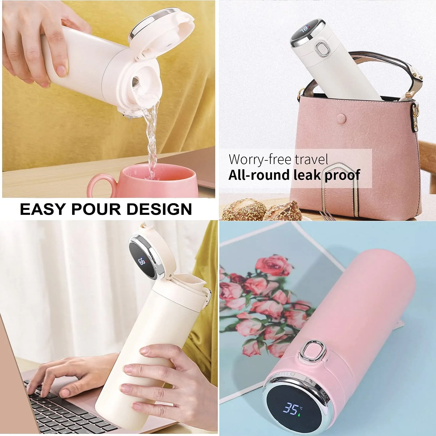 UV30 Vacuum Insulated Water Bottle with LED Temperature Display SUS304 Stainless Steel Flask 420ml (Pack of 1, Random Colour) (Multi) - Image 4