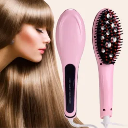 BZ25 HQT-906 Fast Hair Straightener Brush with Temperature Control (Multicolour)