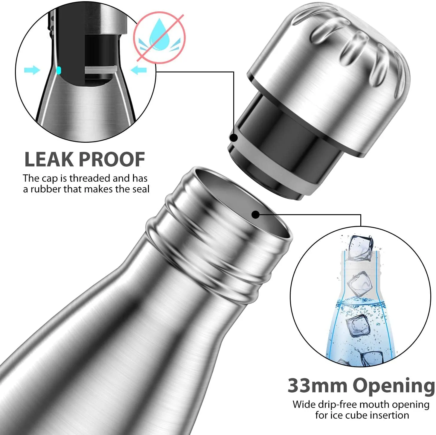 UV31  500ml Stainless Steel Insulated Water Bottle | Thermosteel | Double Walled Vacuum Flask | 24 Hours Hot Cold | Bpa Free Food Grade | Leak Proof | 304 Grade Steel (500 ML, Silver) - Image 6